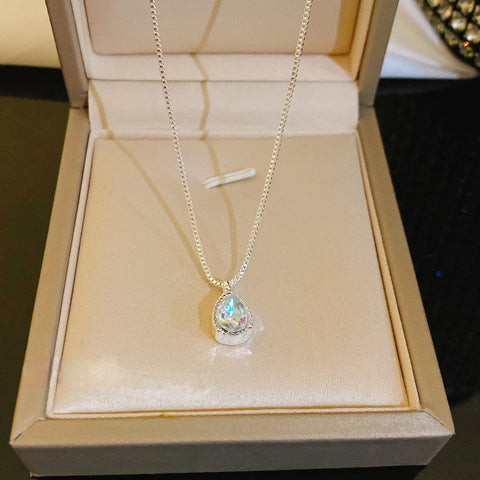 Sterling Silver Water Drop Zircon Necklace