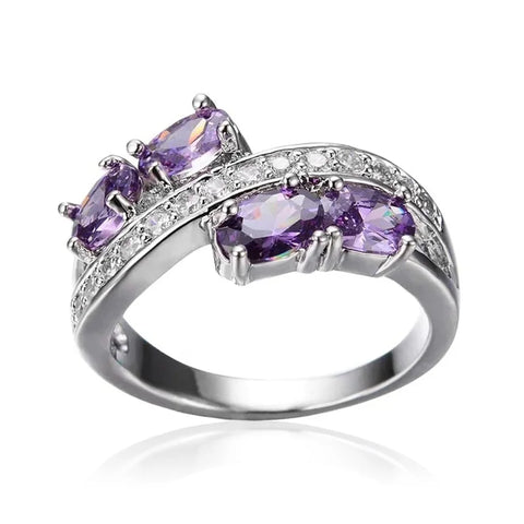 Chic Purple Zirconia Engagement Ring