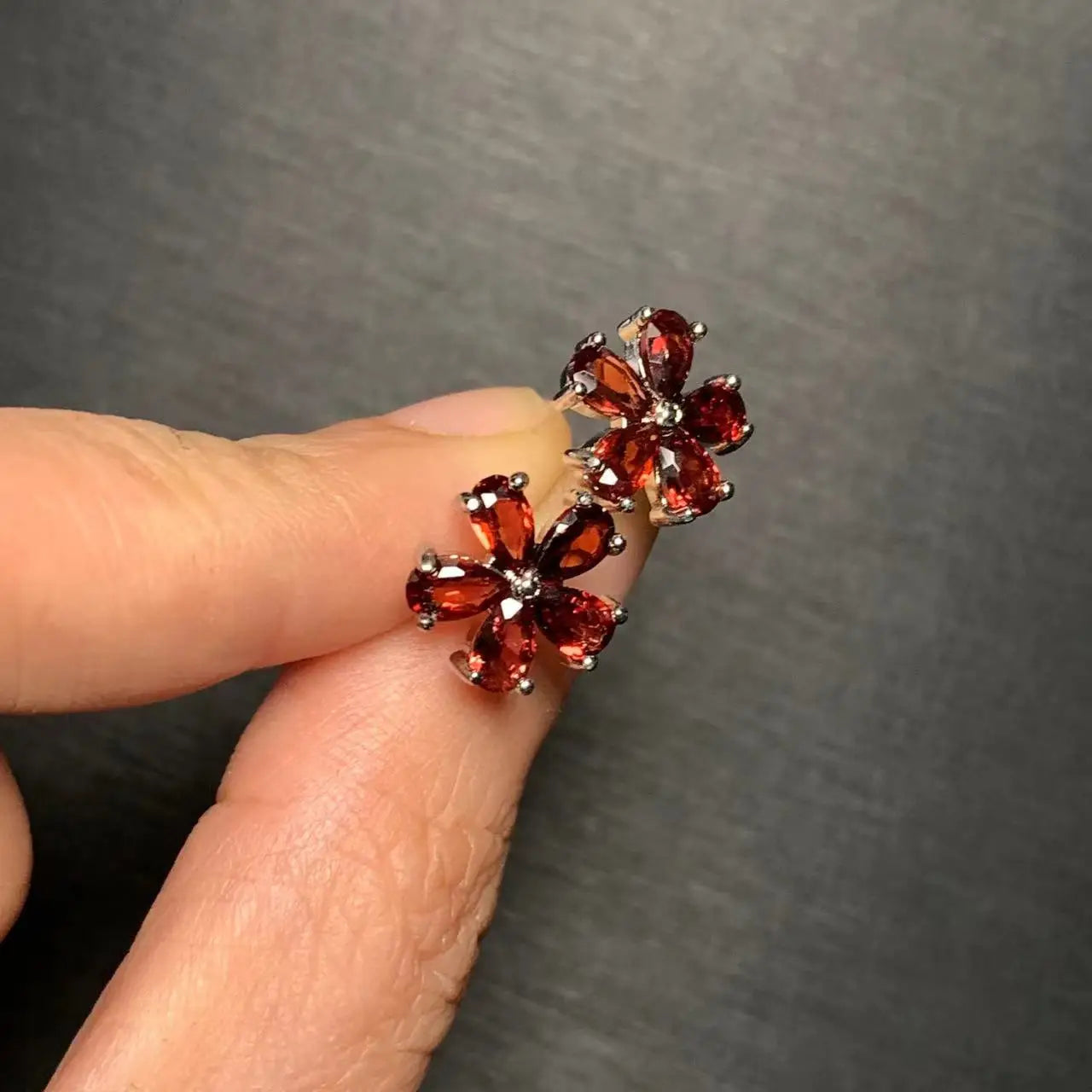 Natural Garnet 925 Sterling Silver Stud Earrings For Women