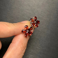 Natural Garnet 925 Sterling Silver Stud Earrings For Women