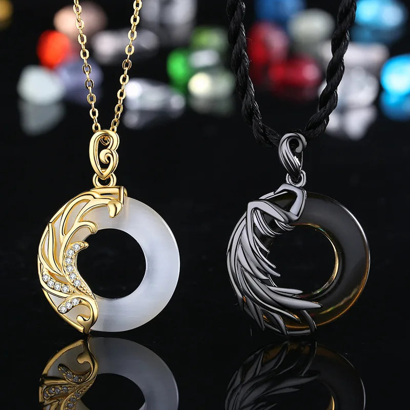 Black Cat Moonstone Pendant Necklace