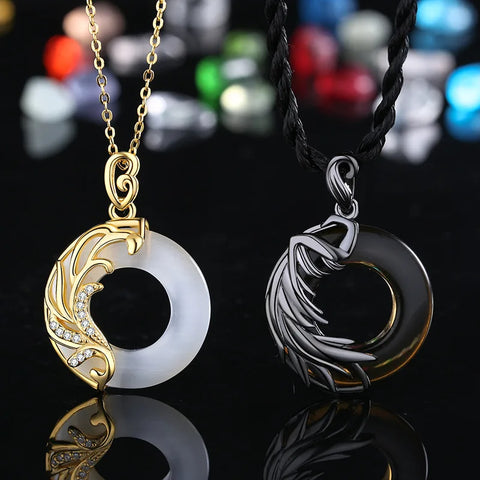 Black Cat Moonstone Pendant Necklace