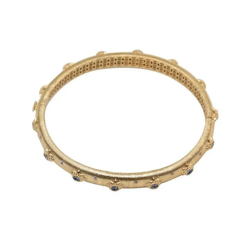 18k Gold Plated Gemstone Cuff Bangle