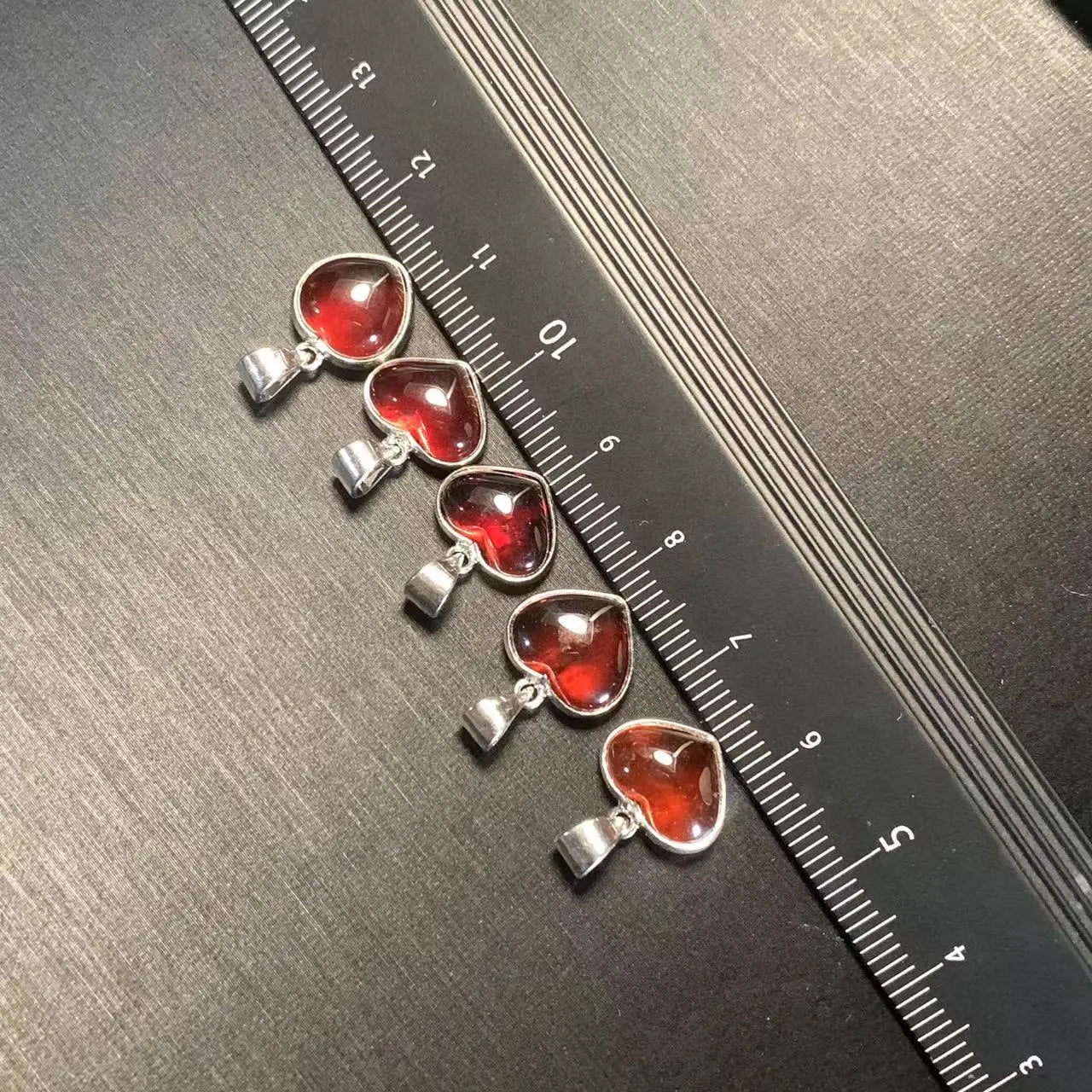 Mini Heart: Bezel Set Garnet Birthstone Pendant