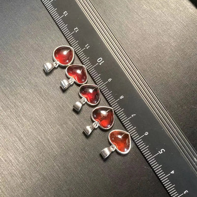 Mini Heart: Bezel Set Garnet Birthstone Pendant