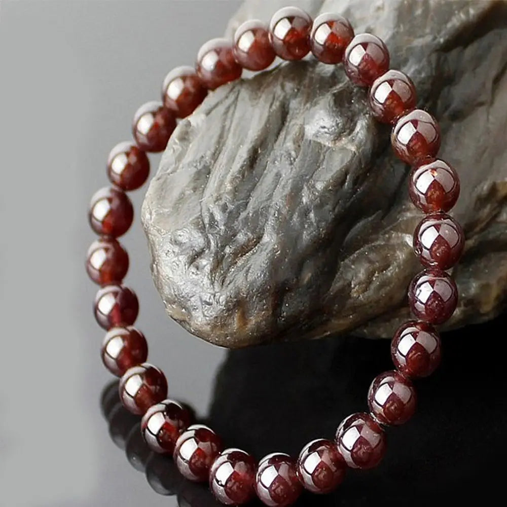 Natural Garnet Gemstone Beaded Bracelet