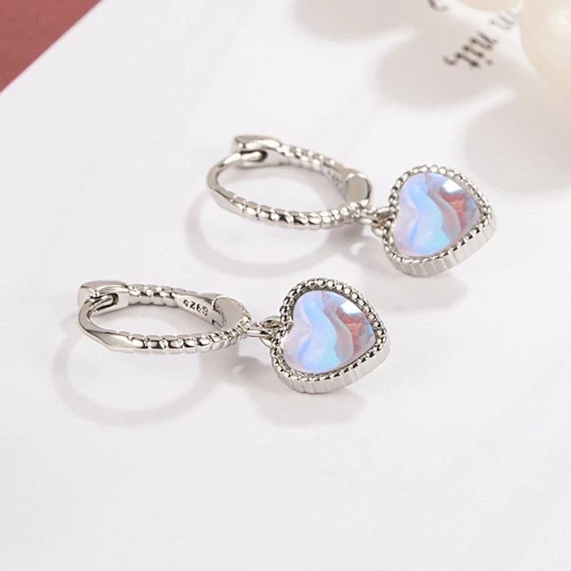 ANENJERY Moonstone Pearl Pendant Hoop Earrings For Women Fashion Jewelry Niche Girls Gifts Party Earring