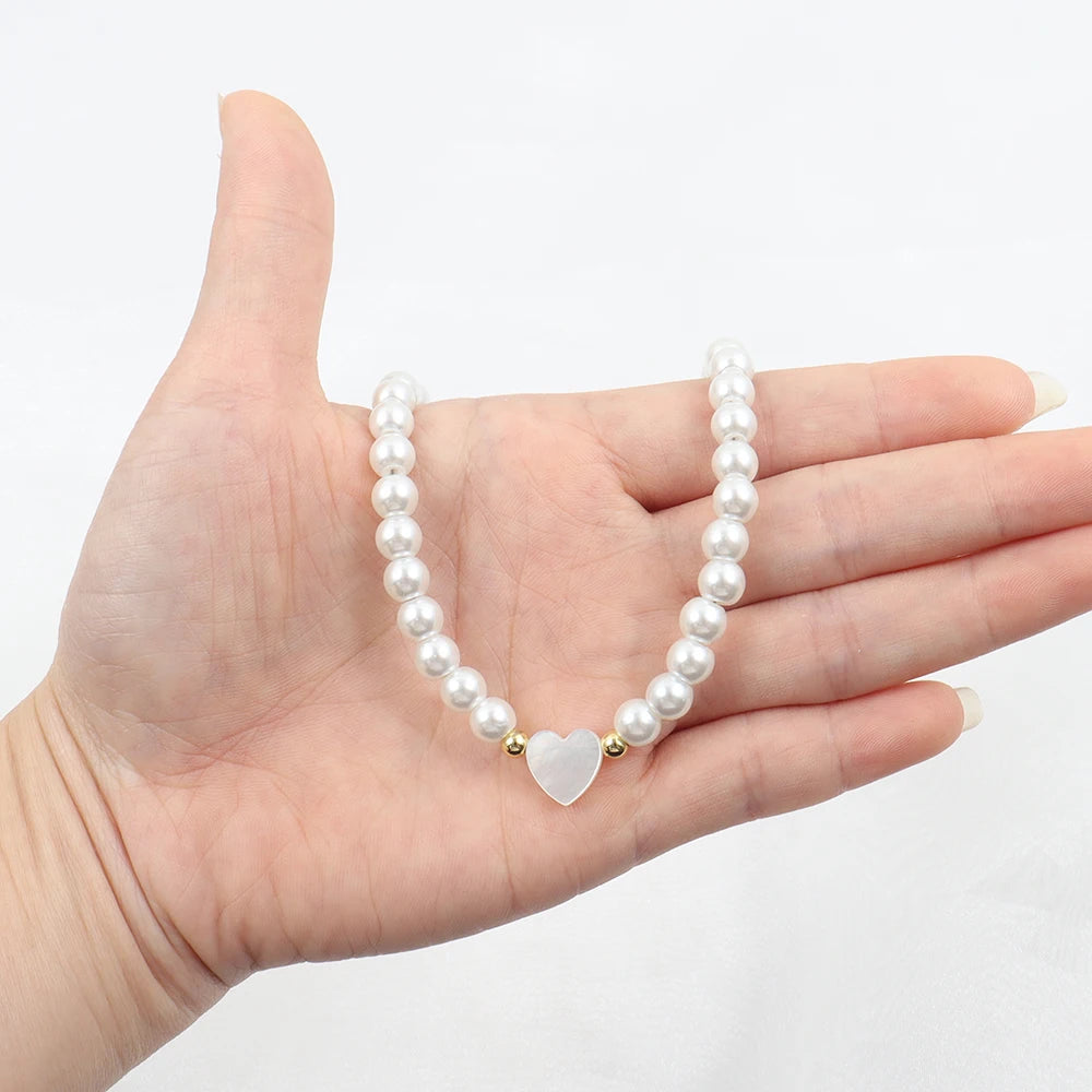 Trendy Shell Heart Imitation Pearls Necklace