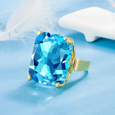 WOSIKATE Square Sapphire Rings For Women Silver 925 Jewelry Trendy Gold Plated Wedding Jewelry With Gemstones Female Ring Gifts