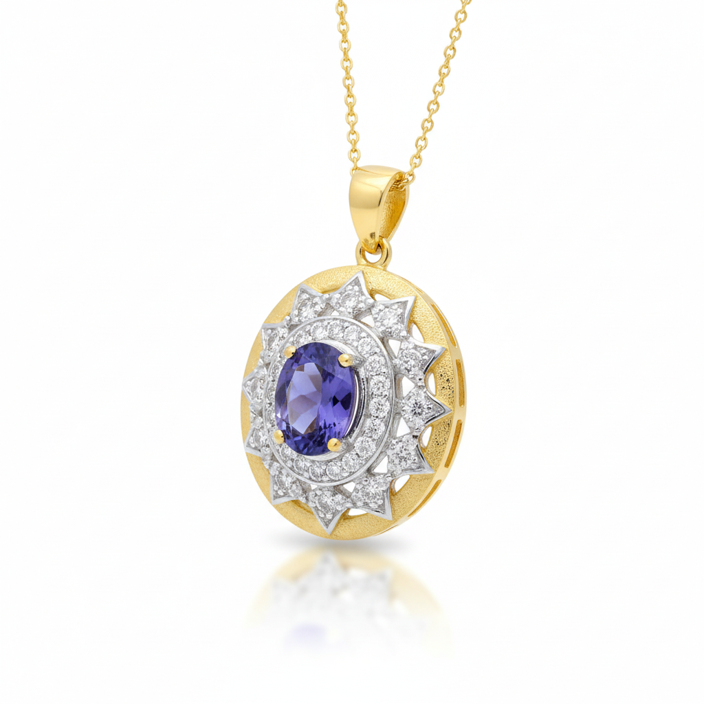 Large Tanzanite Pendant Necklace