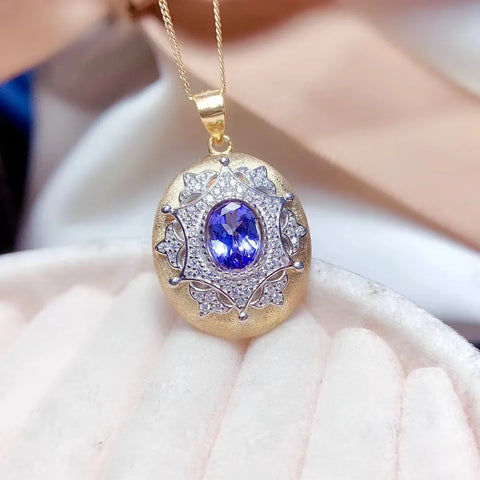 Large Tanzanite Pendant Necklace