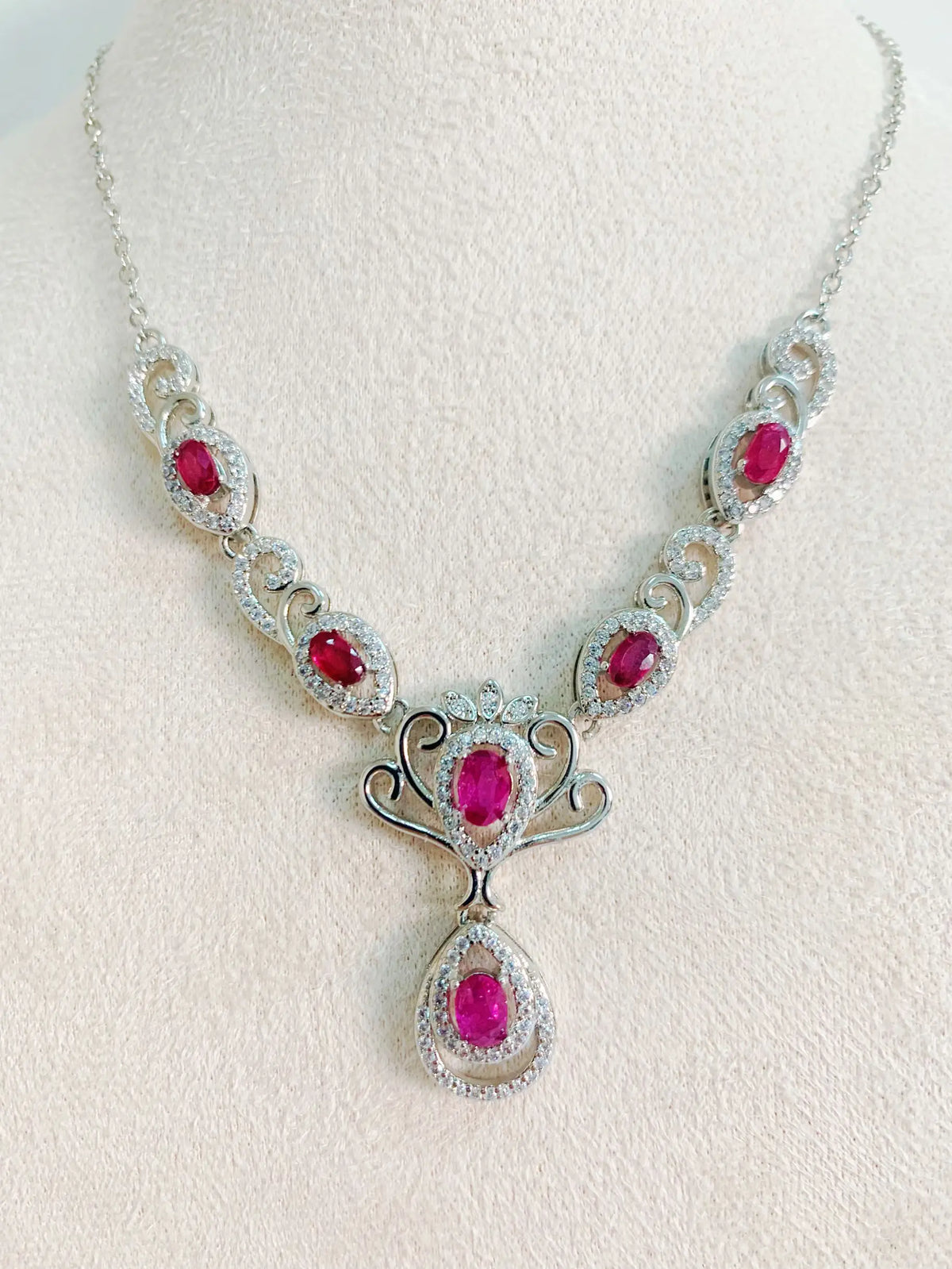 ZECAA 925 Jewelry Woman Ruby Necklace Pendant With Natural Ruby Gemstone 4*6mm S925 Silver Woman Ruby Necklace Pendant