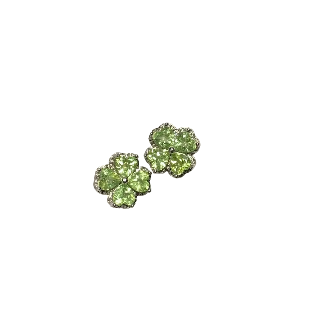 HEYYA STONE  Natural Peridot Stud Earrings For Women 925 Silver Simple Fine Jewelry Stone Gemstone Classic Style