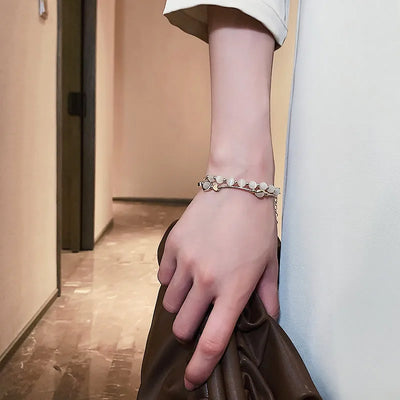 Opal Stone Love Heart Bracelet