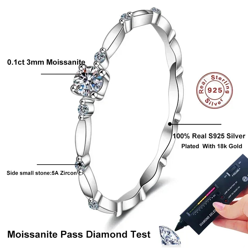 Moissanite Ring for Women Wedding Fine Jewely with Certificete 925 Sterling Silver Engagement Rings Gifts