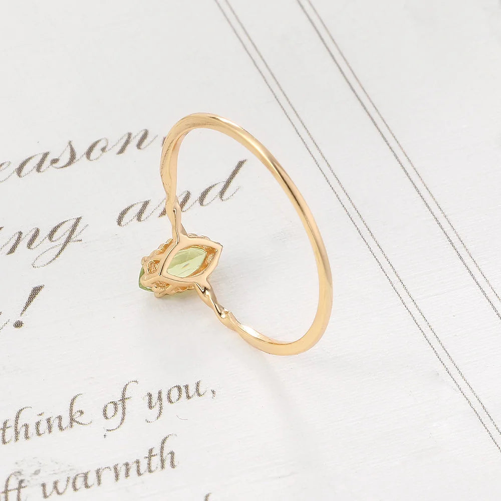 LAMOON August Birthstone Natrual Peridot Ring For Women Gemstone Ring 925 Sterling Silver Gold Plated Fine Jewelry Accessories