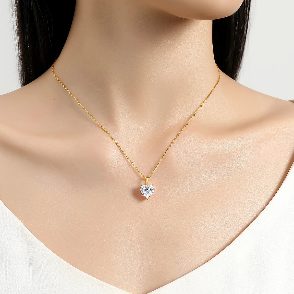 Heart Cut 14K Gold Moissanite Necklaces 9MM VVS1 Au585 Diamond Pendant for Women Engagement Party Classic Jewelry