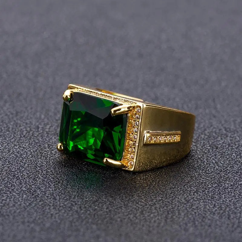 14K Gold Emerald Ring for Men
