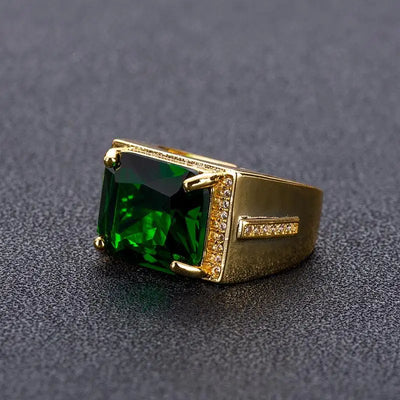 14K Gold Emerald Ring for Men