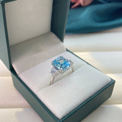 Romantic Moissanite Aquamarine Engagement Ring