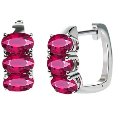 Minimalist Ruby Hoop Earrings