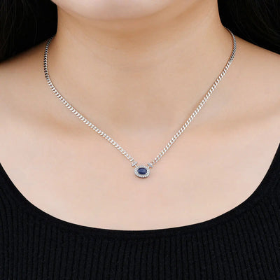 Natural Blue Sapphire Silver Necklace 0.8 Carats Genuine Precious Gemstone S925 Exquisite Romantic Fine Jewelrys Birthday Gifts