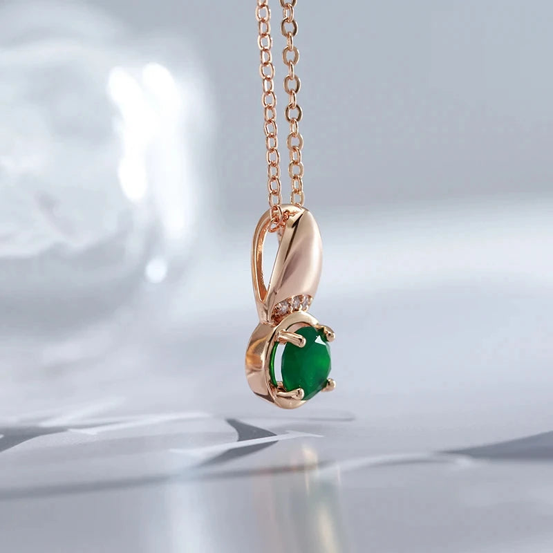May Birthdays Kinel Hot Round Emerald Pendant Necklace