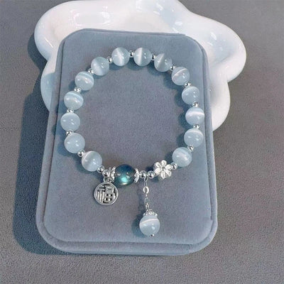 Jewelry Women's New Moonlight Crystal Bracelet Opal Aquamarine Light Luxury Leaf Elastic Bracelet