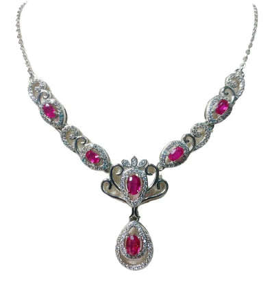 ZECAA 925 Jewelry Woman Ruby Necklace Pendant With Natural Ruby Gemstone 4*6mm S925 Silver Woman Ruby Necklace Pendant