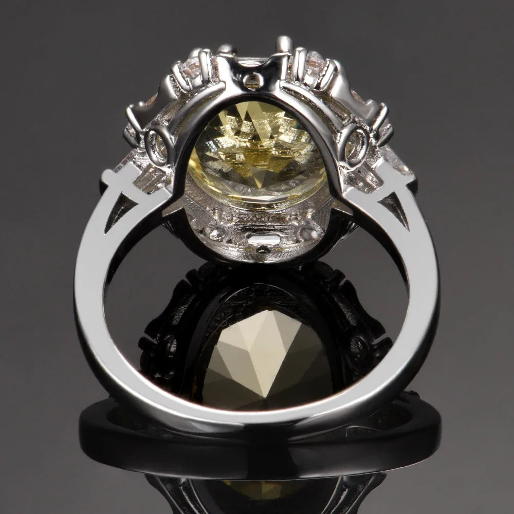 925 Sterling Silver Citrine Gemstone Ring