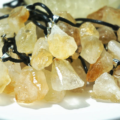 Natural Citrine Raw Stone Pendant Necklace