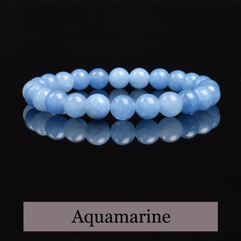 Natural Aquamarine Quartz Beaded Bracelet