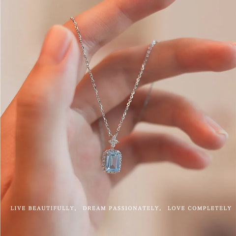 925 Sterling Silver Topaz and Sapphire Pendant Necklace