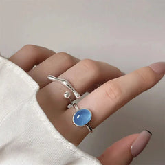 PANJBJ 925 Sterling Silve Moonstone Irregular Ring for Women Party Gift Adjustabler Personality Korean Dropshipping