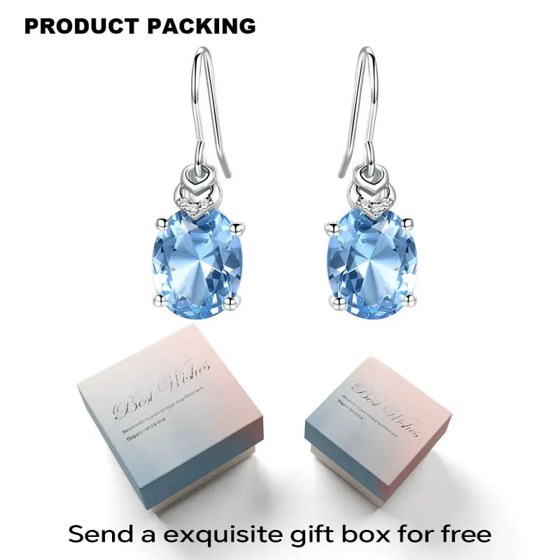 Nano Blue Topaz Gemstone Drop Earrings