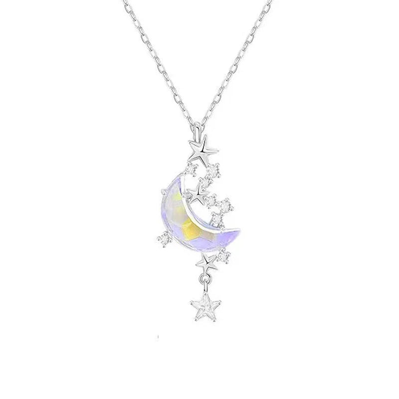Moonstone Star and Moon Necklace