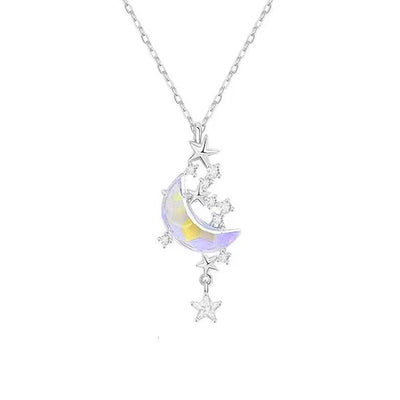 Moonstone Star and Moon Necklace