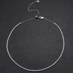 Moissanite Tennis Choker Necklace for Women S925 Silver Plated 18K Gold Adjustable Full Diamond Neck Chain