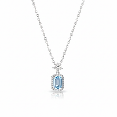 925 Sterling Silver Topaz and Sapphire Pendant Necklace