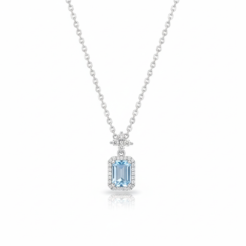 925 Sterling Silver Topaz and Sapphire Pendant Necklace