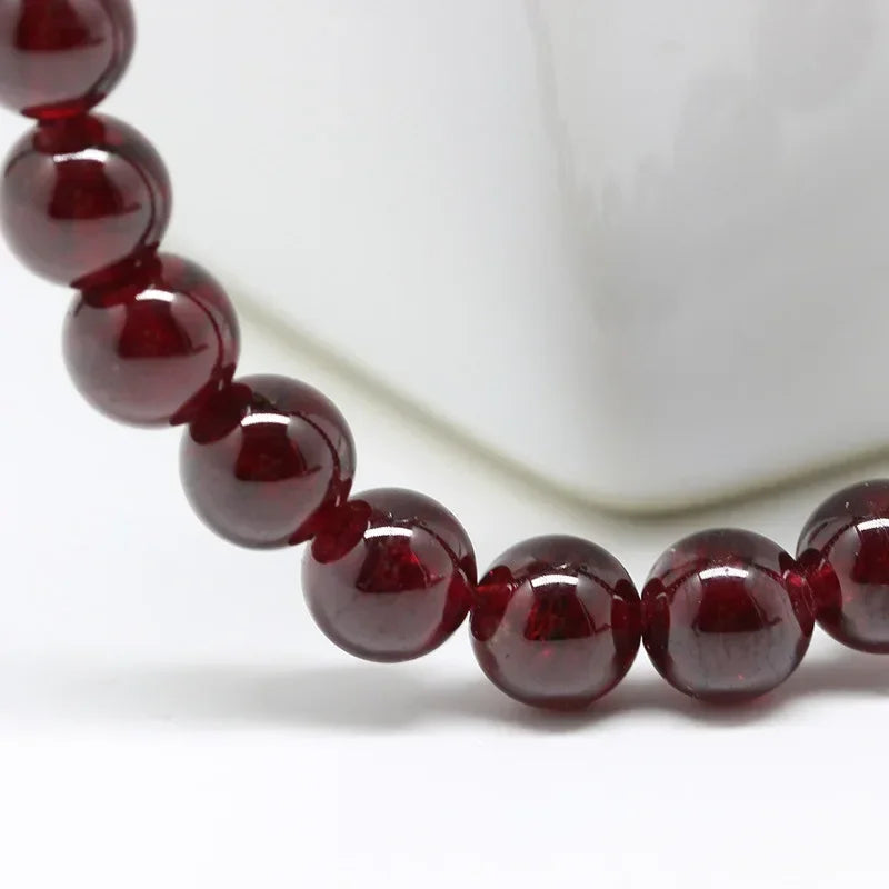Natural Garnet Gemstone Beaded Bracelet