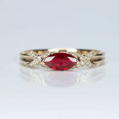 Classic horse-eye pointed exquisitely Inlaid ruby rings for women fashionable and luxurious Red gemstoneg engagement jewelry
