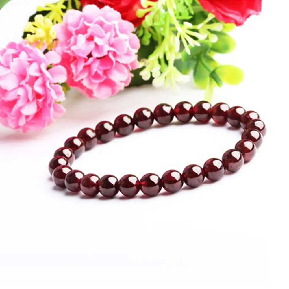 Natural Garnet Gemstone Beaded Bracelet