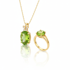 Peridot Set 925 Silver Inlaid With Colored Gemstones Jewelry Ring Earrings Necklace Women'S Accessories