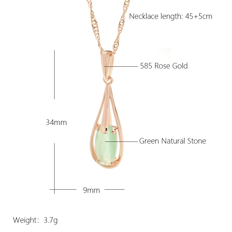 Green Emerald Natural Zircon Drop Pendant Necklace