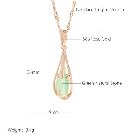 Green Emerald Natural Zircon Drop Pendant Necklace