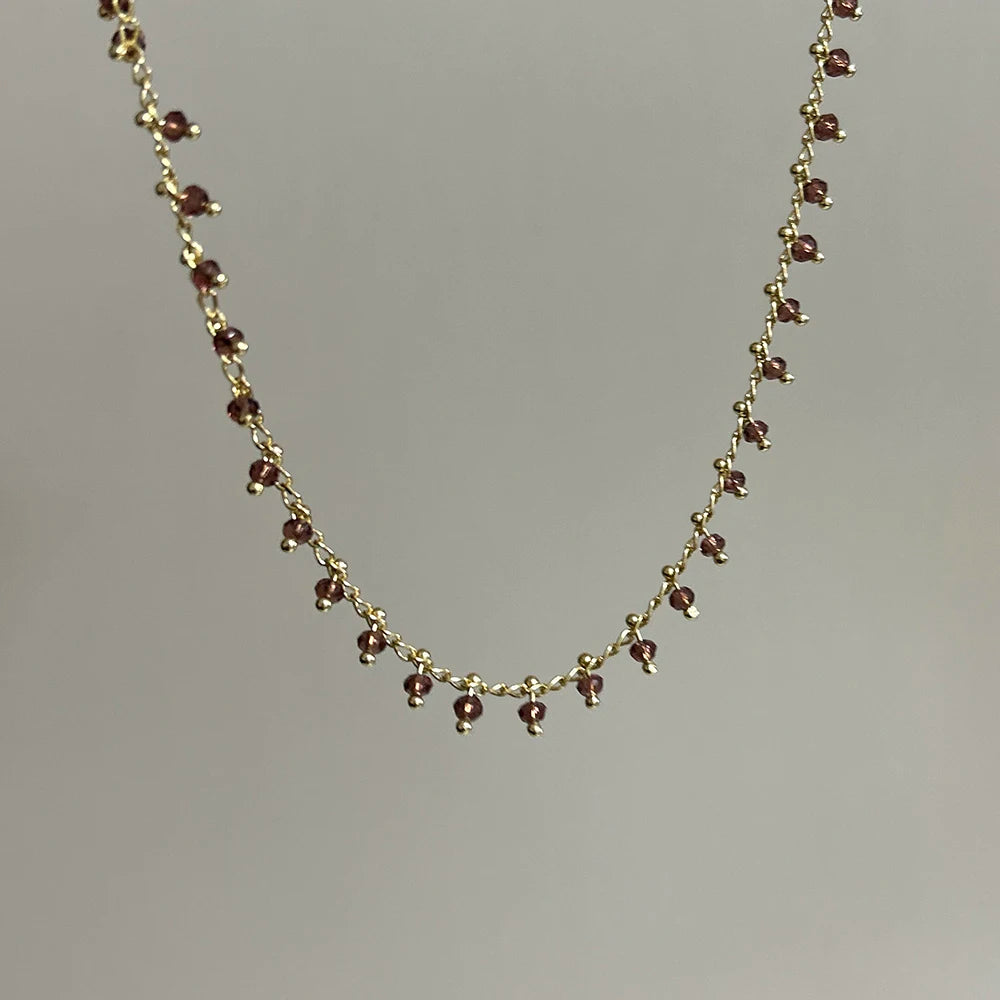 Fashion Natural Garnet Necklace Women Bohemian Handmade Beaded Jewelry Party Accessories