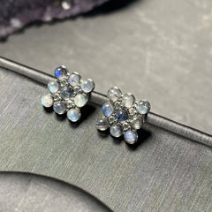 HEYYA STONE Natural Moonstone Stud Earrings For Women 925 Silver Earrings Simple Fine Jewelry Stone Gemstone Classic Style