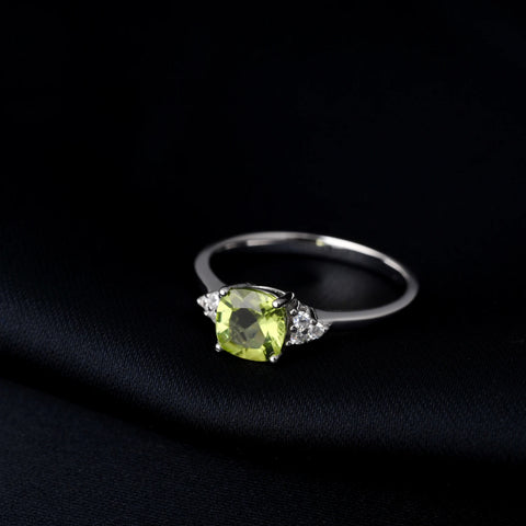 1.1ct Genuine Natural Peridot 925 Sterling Silver Solitaire Ring