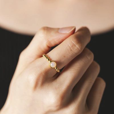 ANDYWEN New 925 Sterling Silver Size 5 to 9 Round Opal Beads Ring Women Luxury Party Fine Jewels Rock Punk Party Jewels